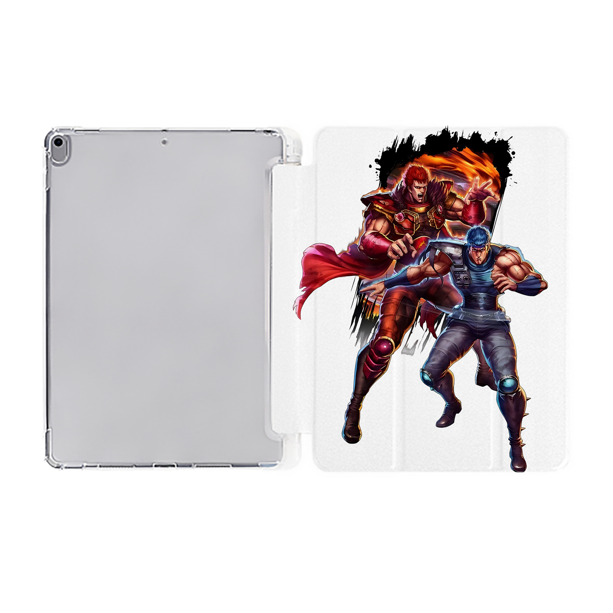 （画像用） 北斗の拳 Fist of the North Star IPad ケース ペン収納付き 三つ折りスタンド PUレザー×シリコン 対応機種9.5/10.5/10.9インチ